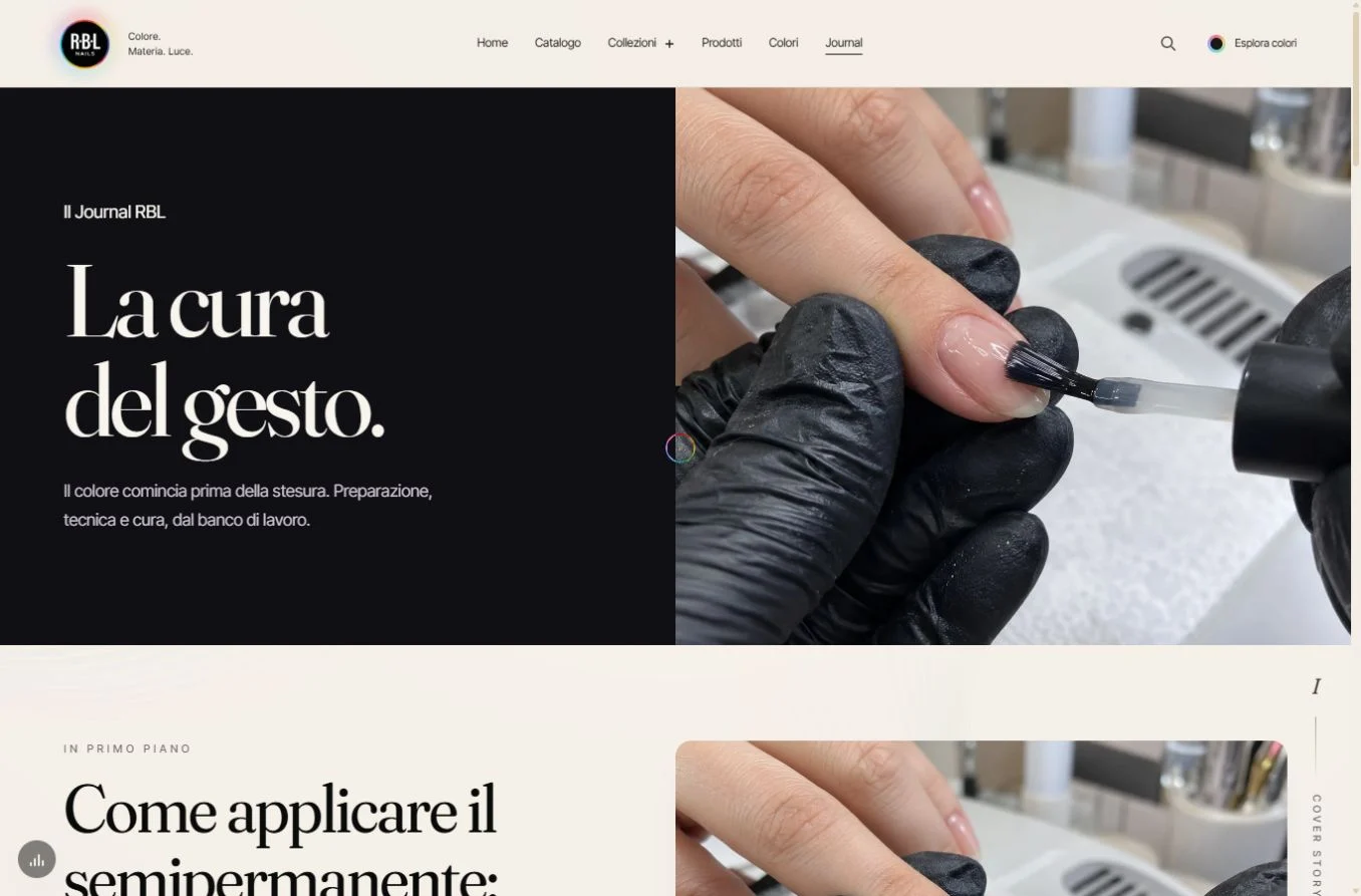 Journal RBL con guide e contenuti dedicati alla cura del gesto.