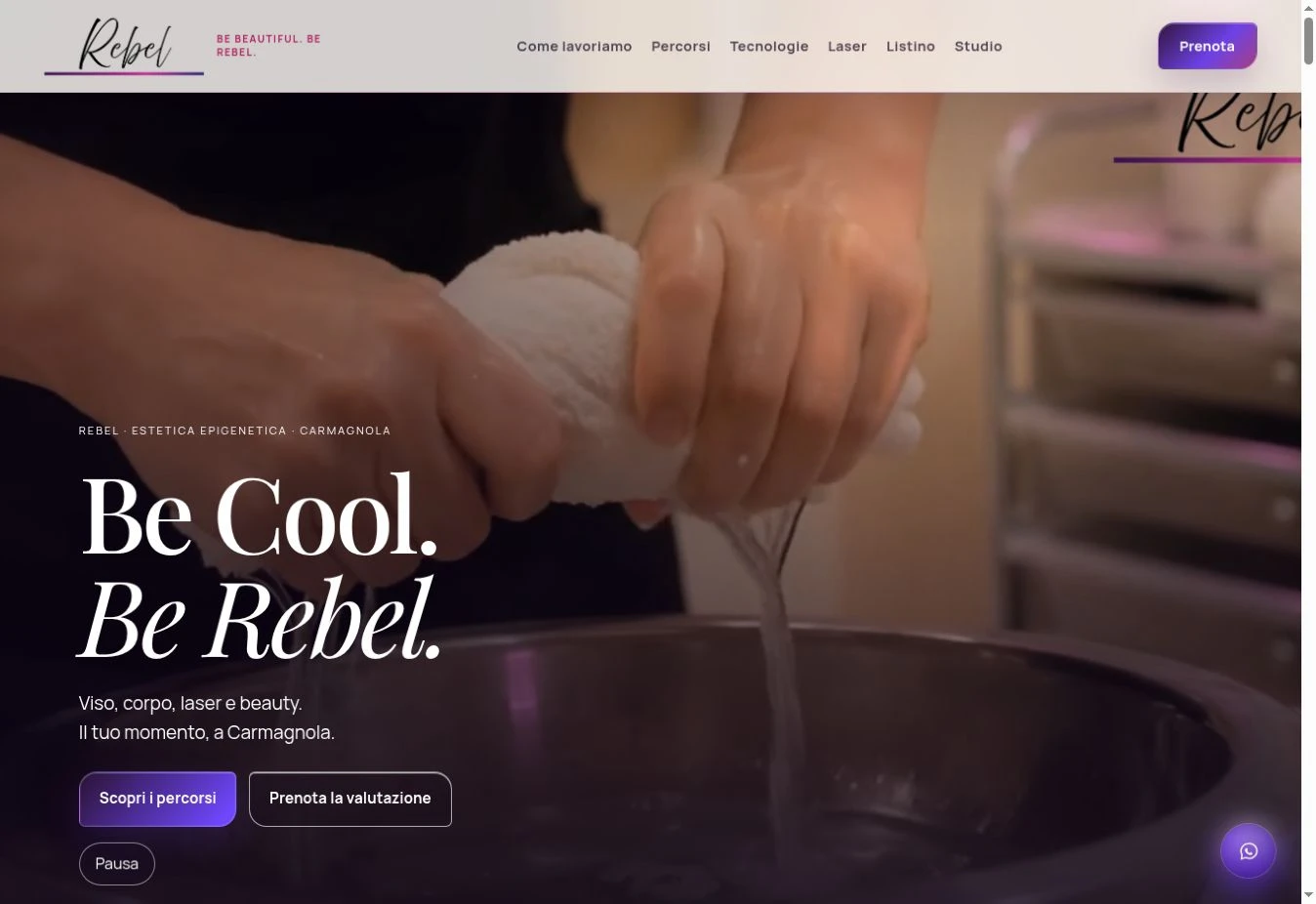 Schermata della homepage del sito Rebel.