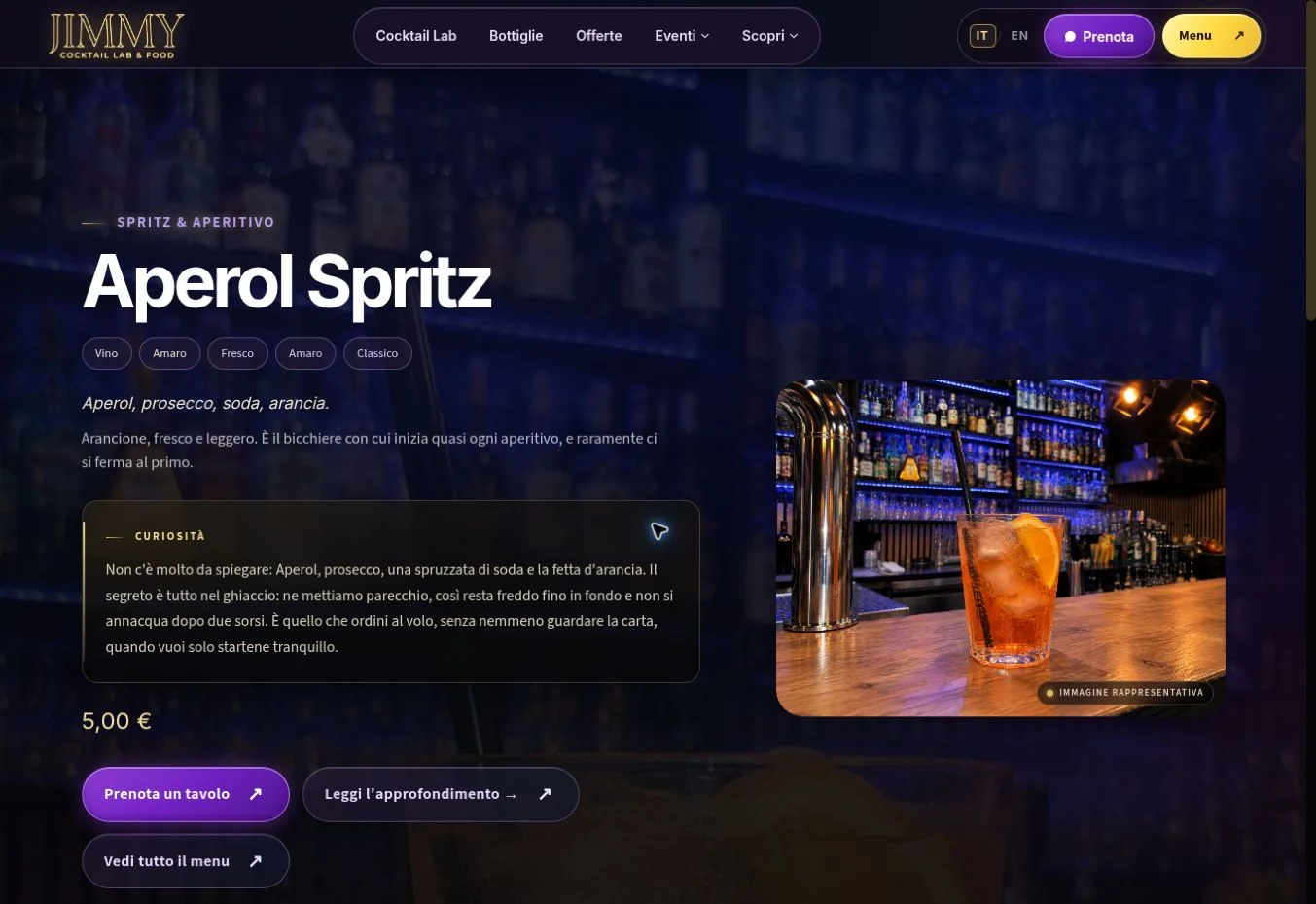 Scheda drink del menu Jimmy: fotografia, prezzo e dettagli