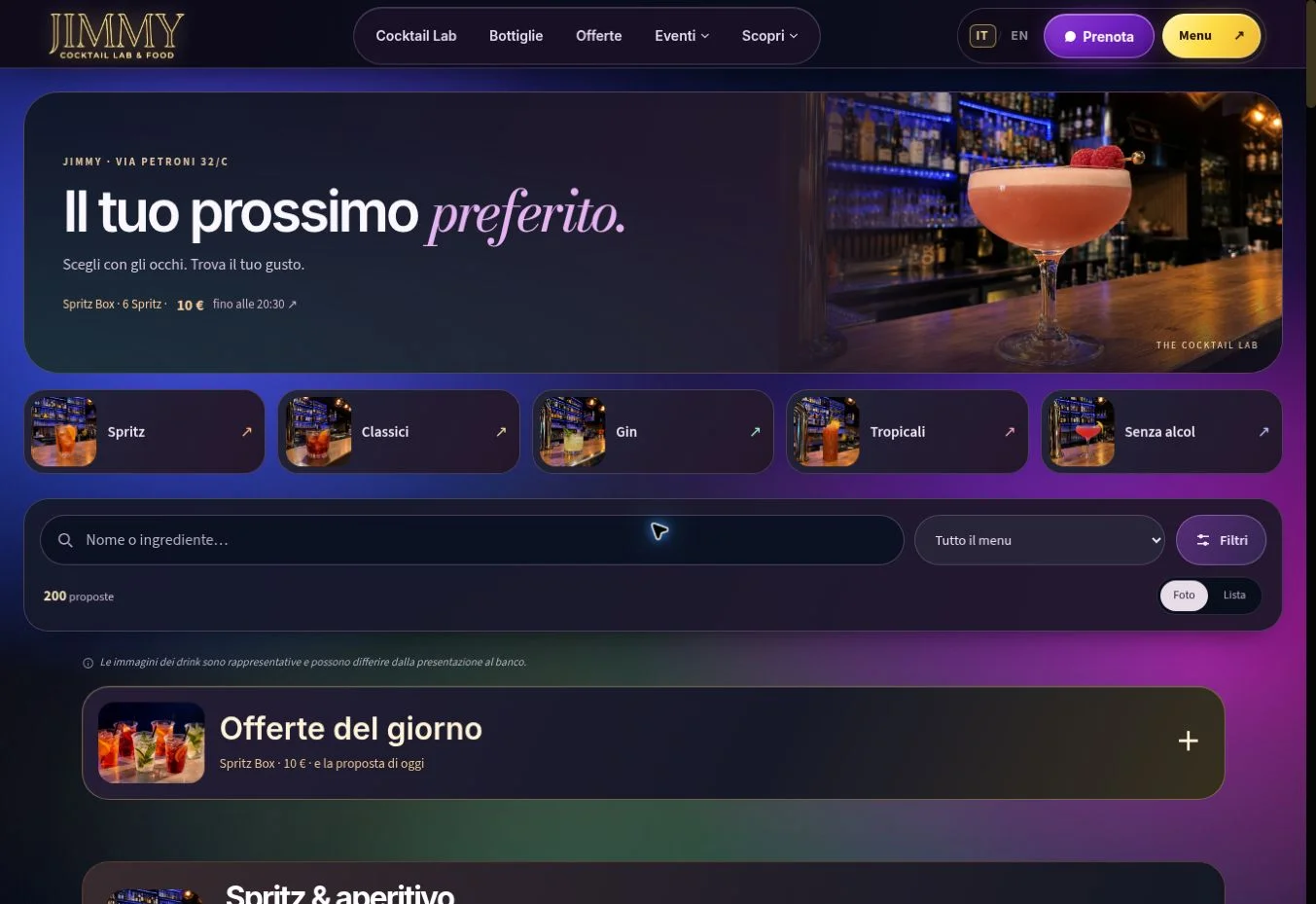 Jimmy photographic menu interface by DOGO