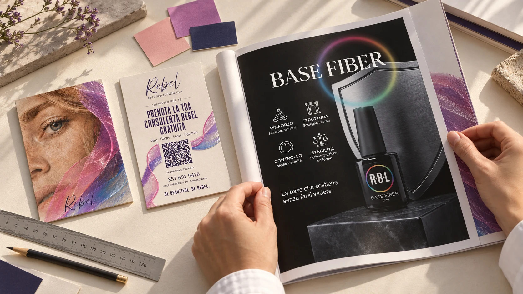 Editorial reconstruction with existing Rebel printed artwork and an RBL catalogue proof