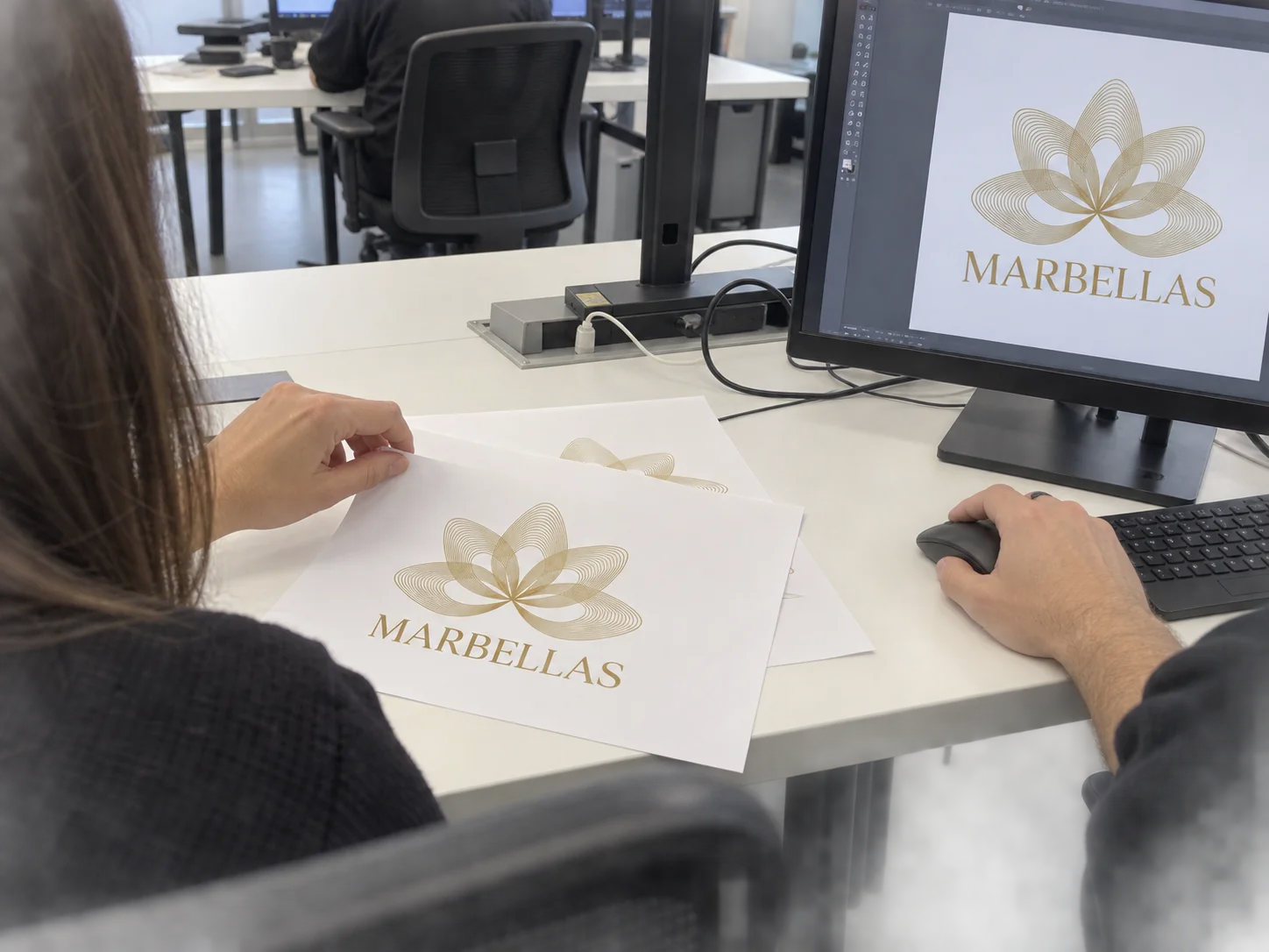 Marbellas / Brand / visual system review. Editorial studio reconstruction · AI-assisted.