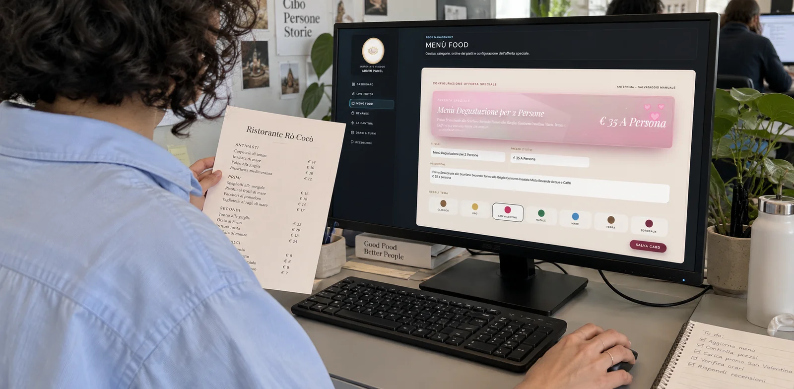 Ro’cocò Bologna / Systems / menu management tools. Editorial studio reconstruction · AI-assisted.