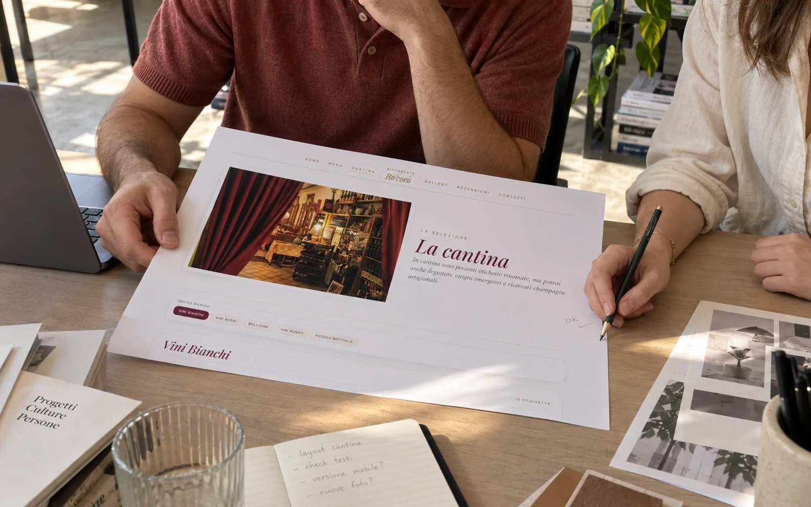 Ro’cocò Bologna / Interface / wine list hierarchy. Editorial studio reconstruction · AI-assisted.