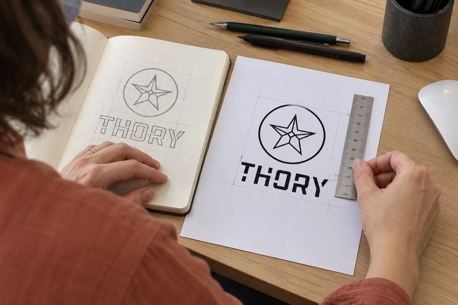 THORY Technologies / Identity / mark study. Editorial studio reconstruction · AI-assisted.