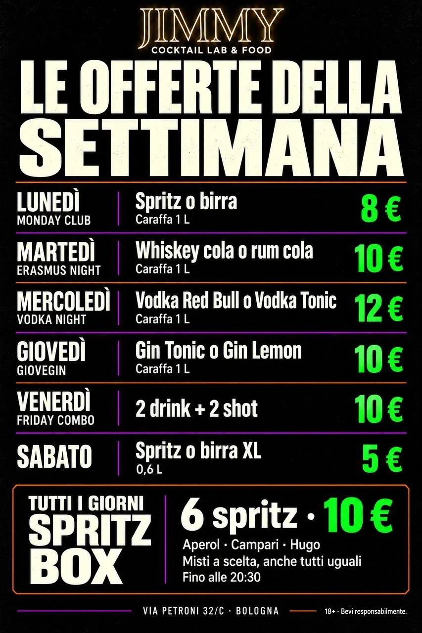 Tavola originale con il programma settimanale di Jimmy.