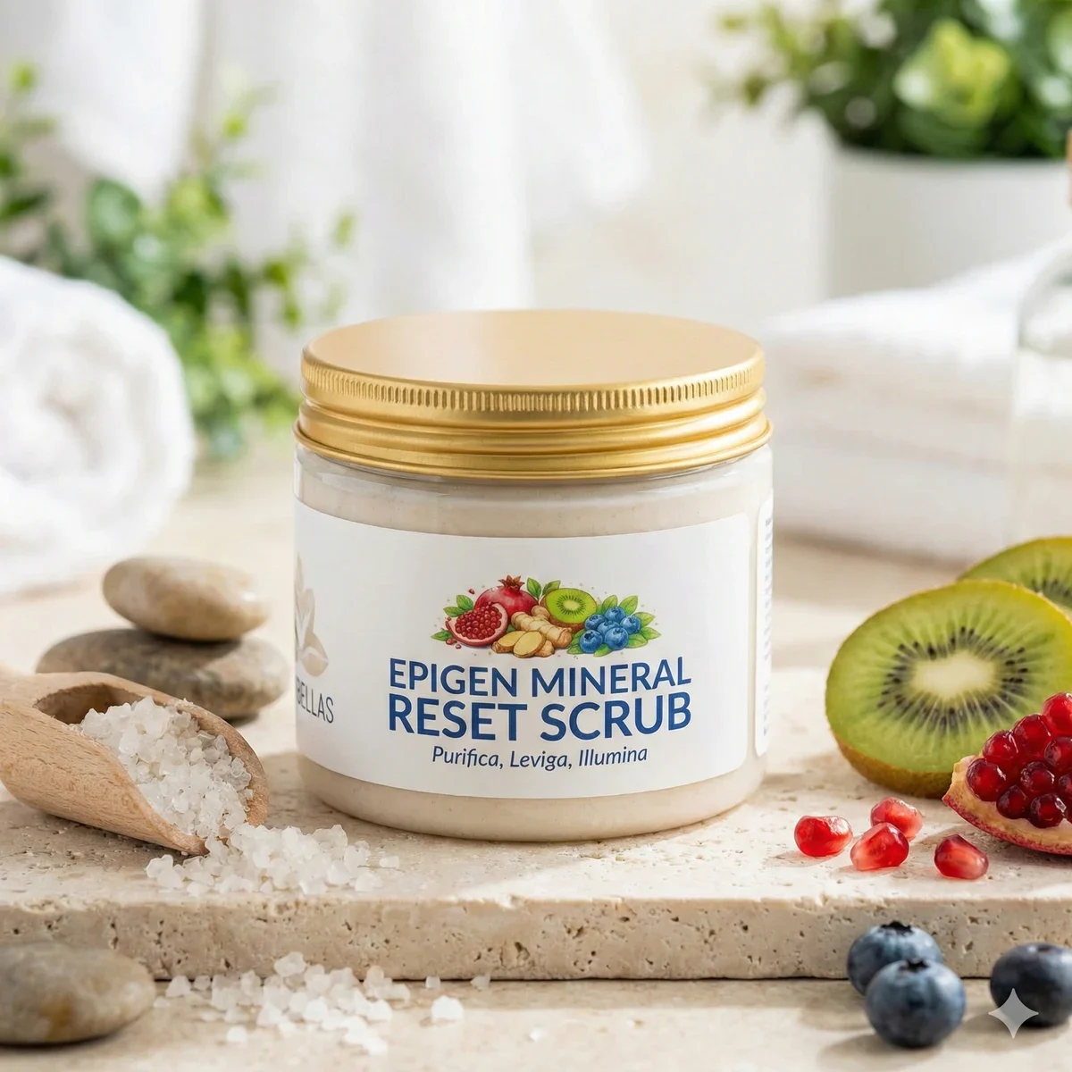 Visual di prodotto Marbellas Mineral Scrub, con la confezione dedicata.
