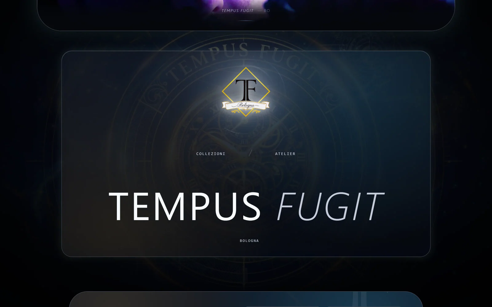 Apertura del sito Tempus Fugit con l’identità dell’atelier.