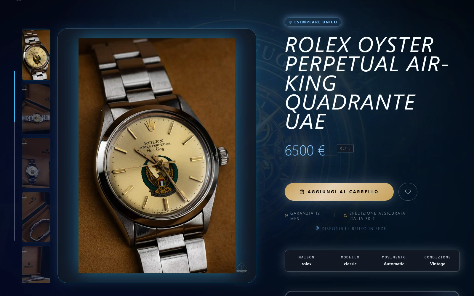 Scheda di un orologio nel catalogo Tempus Fugit.