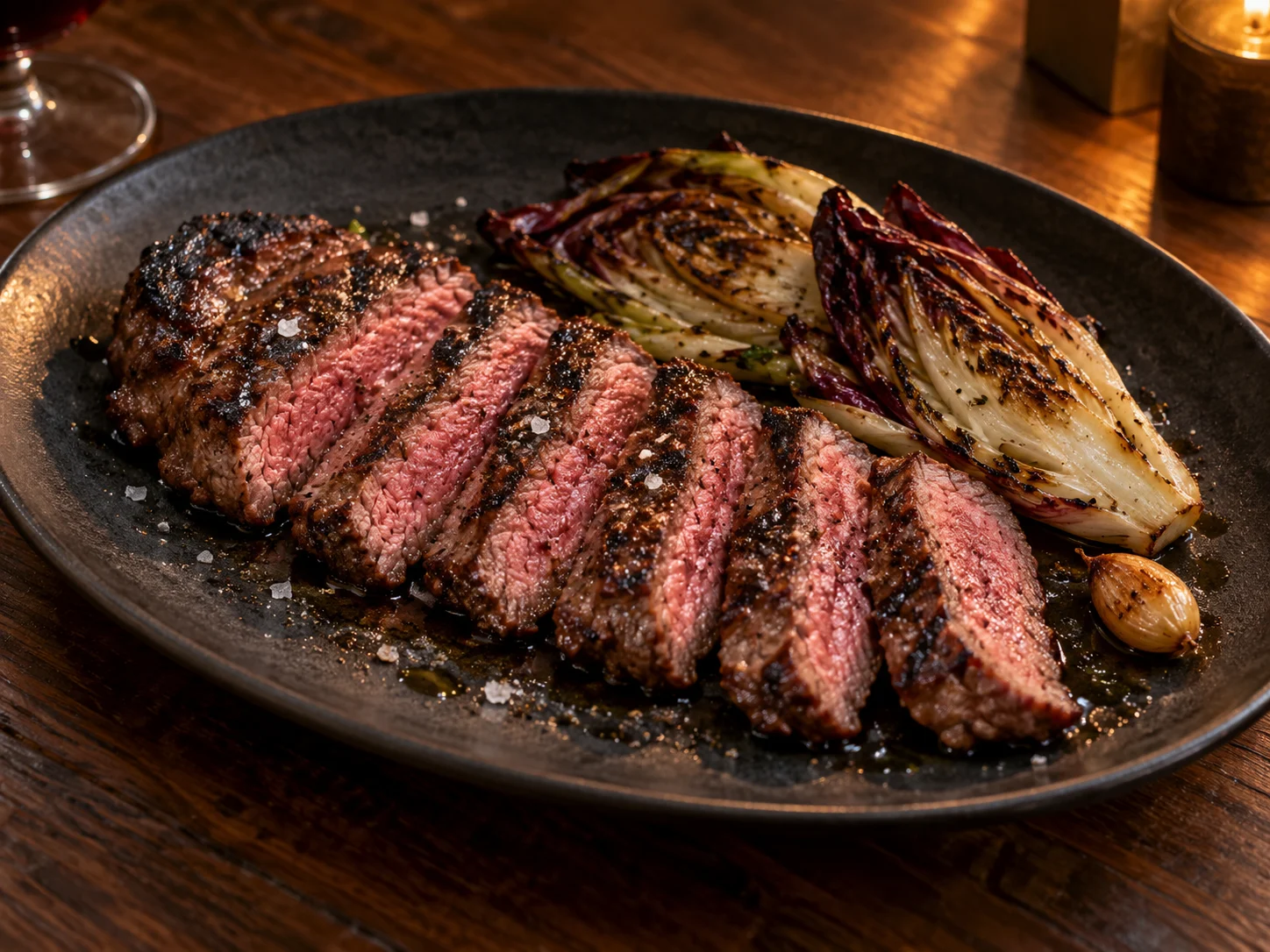 Tagliata, cicoria e brace